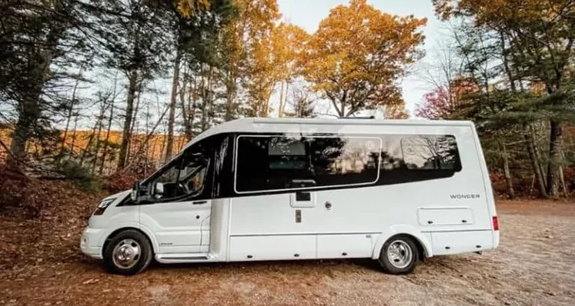 RV storage building with covered parking for motorhomes and travel trailers